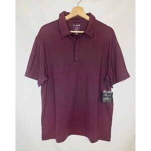 01.Algo Red Striped‎ Short Sleeve UPF 40 Quick Dry Polo Shirt Men's XL-SH NWT